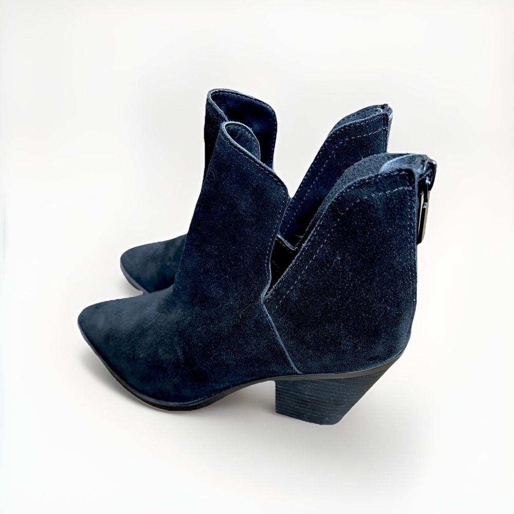 Blondo Classic Black Wanda Waterproof Suede Block Heeled Ankle Boots Womens 7